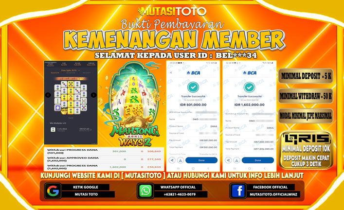 KEMENANGAN MEMBER BERMAIN DI MAHJONG WAYS 2