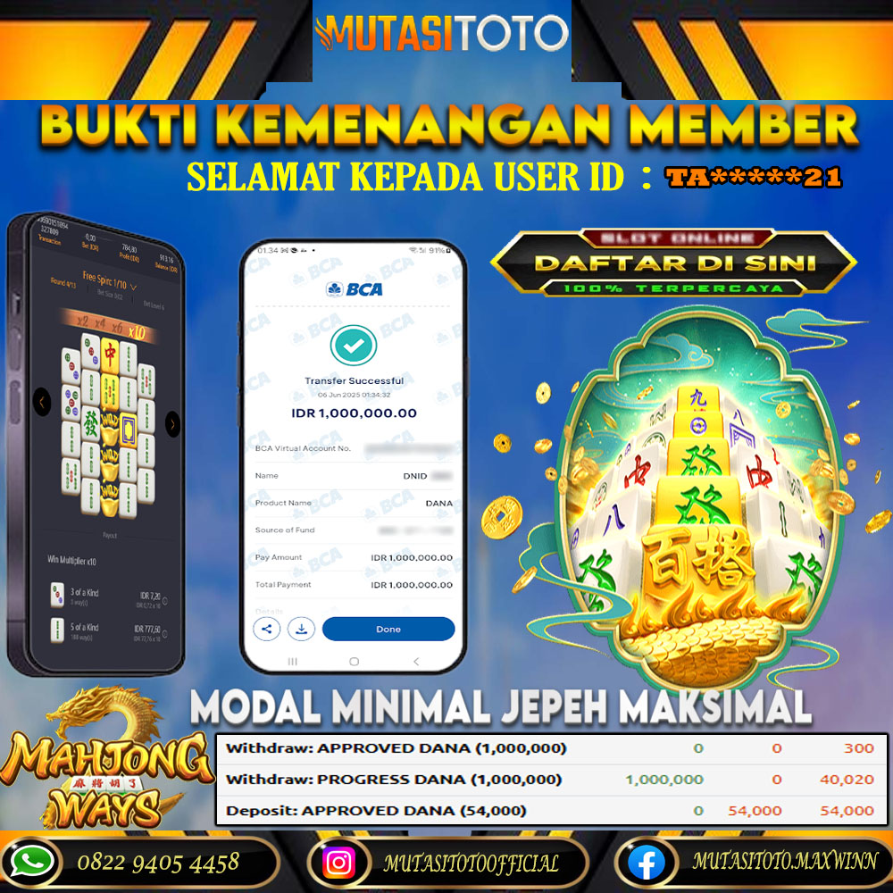 KEMENANGAN MEMBER BERMAIN DI MAHJONG WAYS 2 PG SOFT