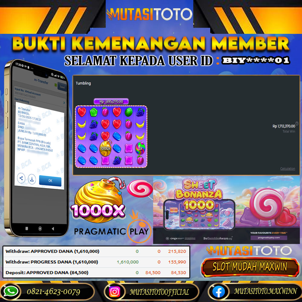 KEMENANGAN MEMBER BERMAIN DI SWEET BONANZA 1000