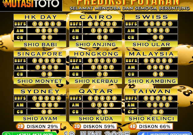 ”PREDIKSI JITU TOGEL “MutasiToto 18 JUNI 2025”