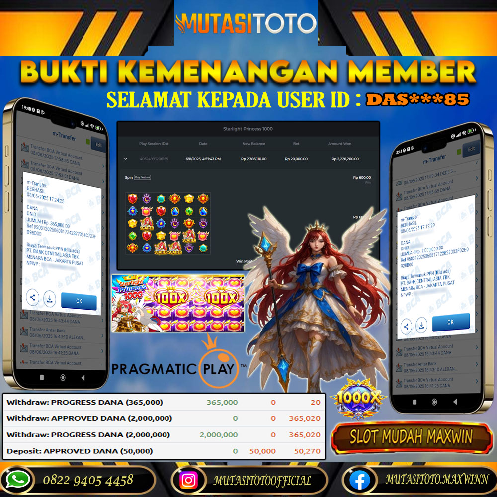 KEMENANGAN MEMBER BERMAIN DI STARLIGHT PRINCESS 1000