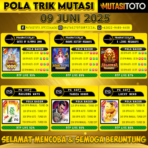 POLA GACOR TERUPDATE 09 JUNI 2025 – MUTASITOTO