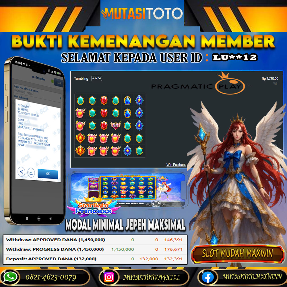 KEMENANGAN MEMBER BERMAIN DI STARLIGHT PRINCESS