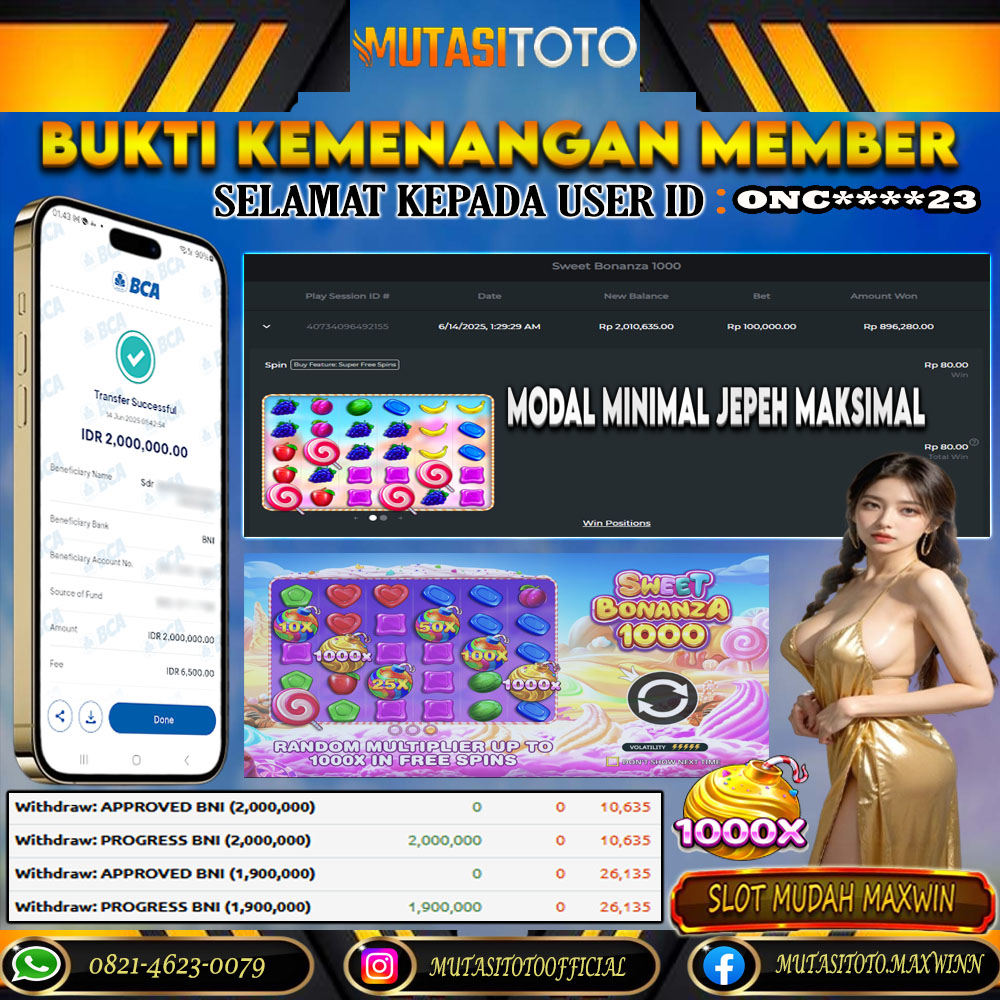 KEMENANGAN MEMBER BERMAIN DI SWEET BONANZA 1000