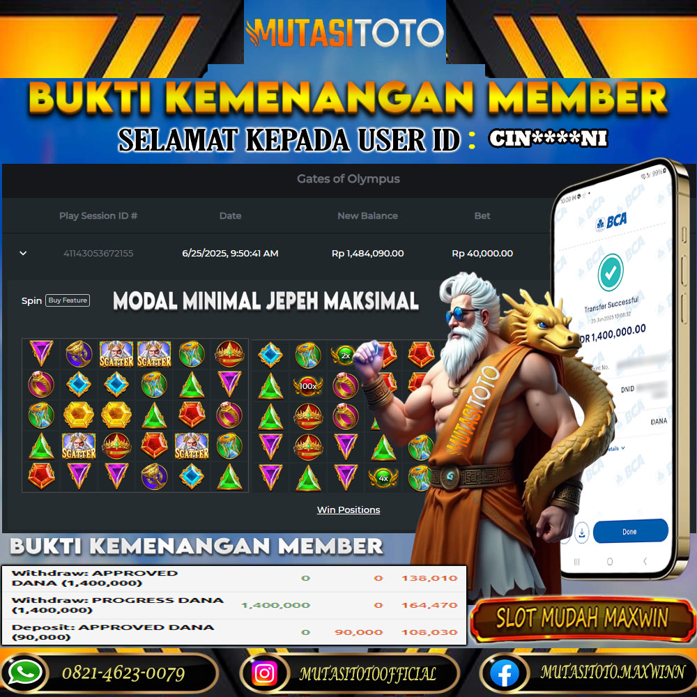 KEMENANGAN MEMBER BERMAIN DI GATES OF OLYMPUS