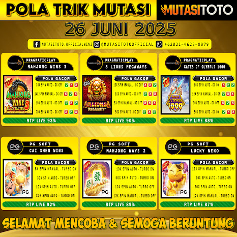 POLA GACOR TERUPDATE 26 JUNI 2025 – MUTASITOTO