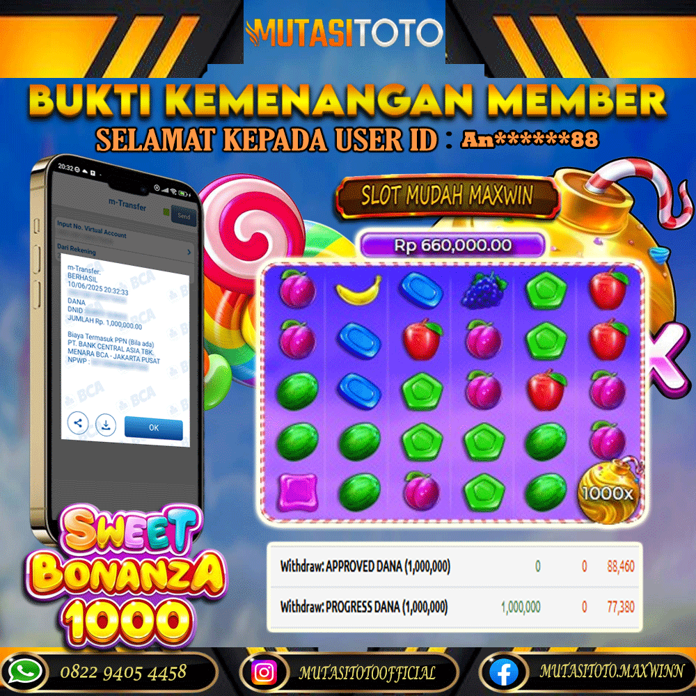 KEMENANGAN MEMBER BERMAIN DI SWEET BONANZA 1000