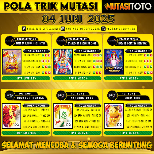 POLA GACOR TERUPDATE 04 JUNI 2025 – MUTASITOTO
