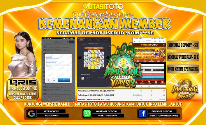 KEMENANGAN MEMBER BERMAIN DI MAHJONG WAYS 2