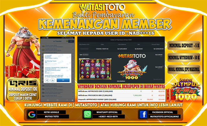 KEMENANGAN MEMBER BERMAIN DI GATES OF OLYMPUS 1000 X-MAS