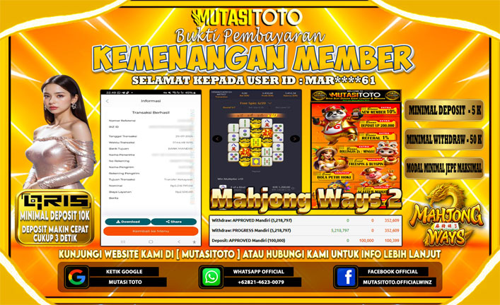 KEMENANGAN MEMBER BERMAIN DI PG SOFT MAHJONG WAYS 2