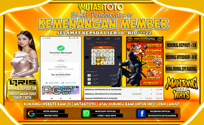 KEMENANGAN MEMBER BERMAIN DI PG SOFT MAHJONG WAYS 1