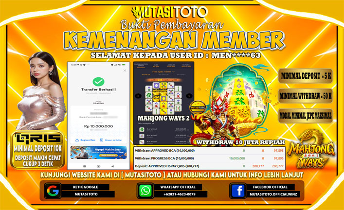 KEMENANGAN MEMBER BERMAIN DI PG SOFT MAHJONG WAYS 2