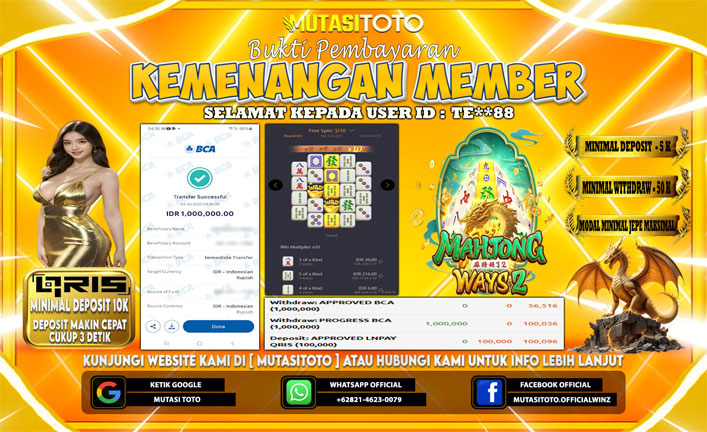 KEMENANGAN MEMBER BERMAIN DI MAHJONG WAYS 2