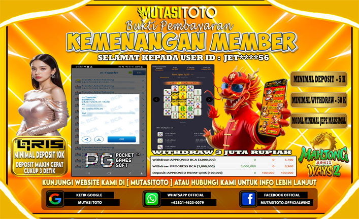 KEMENANGAN MEMBER BERMAIN DI PG SOFT MAHJONG WAYS 2