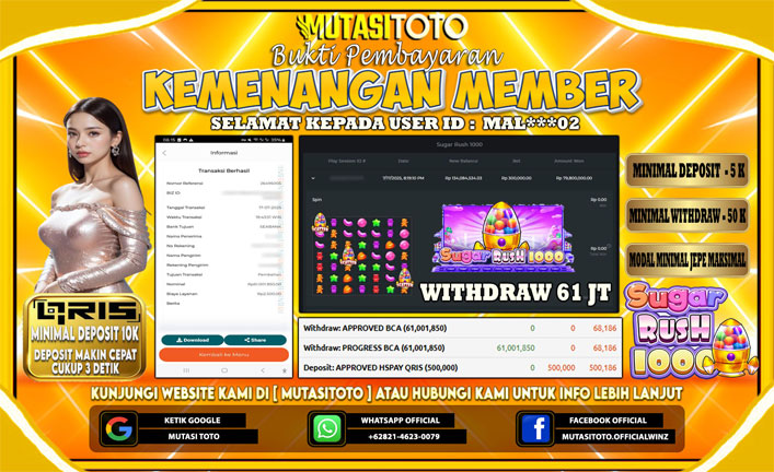 KEMENANGAN MEMBER BERMAIN DI SUGAR RUSH 1000