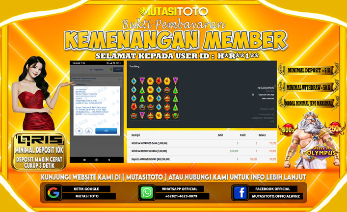 KEMENANGAN MEMBER BERMAIN DI OLYMPUS 1000