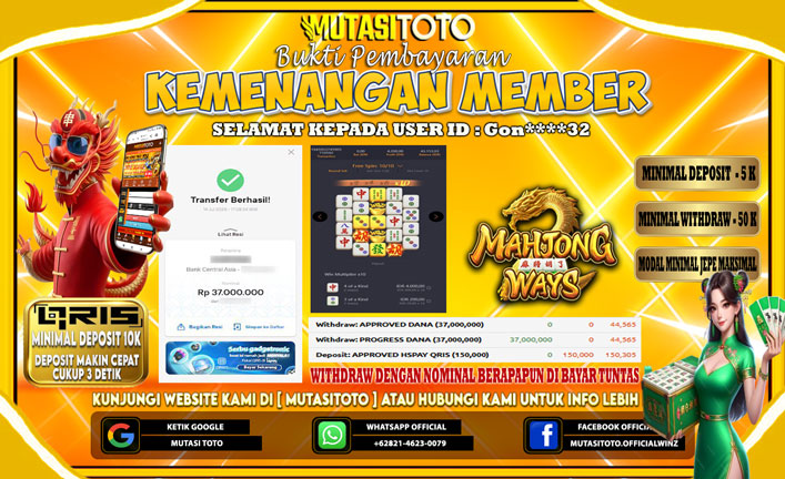 KEMENANGAN MEMBER BERMAIN DI MAHJONG WAYS