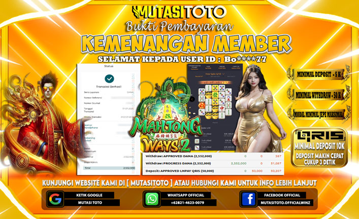 KEMENANGAN MEMBER BERMAIN DI MAHJONG WAYS 2