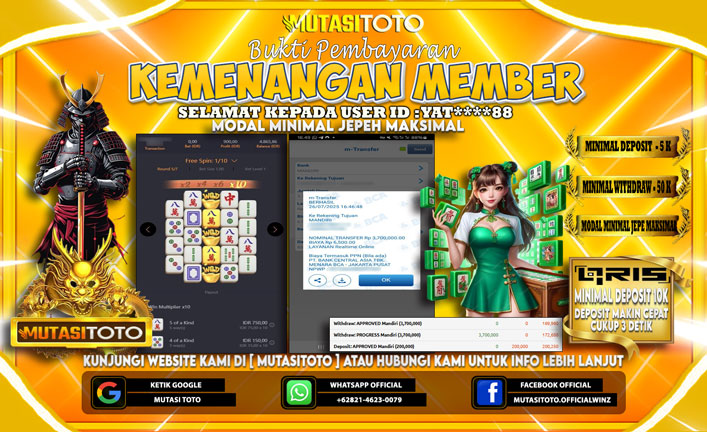 KEMENANGAN MEMBER BERMAIN DI PG SOFT MAHJONG WAYS 1
