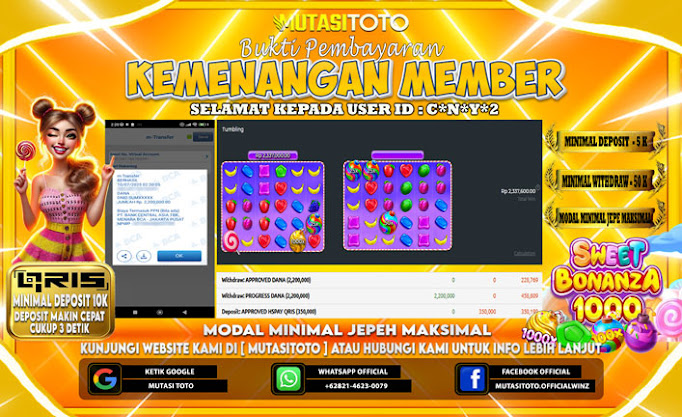 KEMENANGAN MEMBER BERMAIN DI SWEET BONANZA 1000