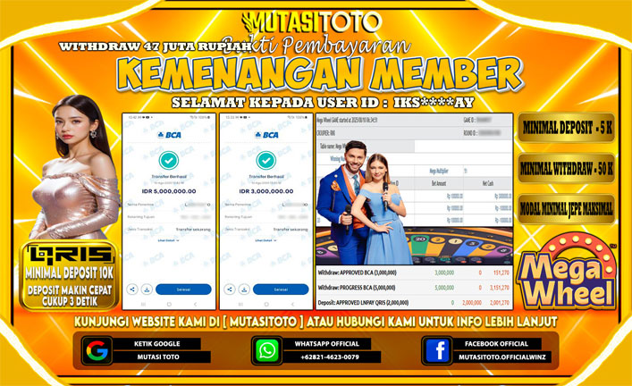 BUKTI KEMENANGAN MEMBER BERMAIN DI LIVE CASINO-MEGAWHEEL