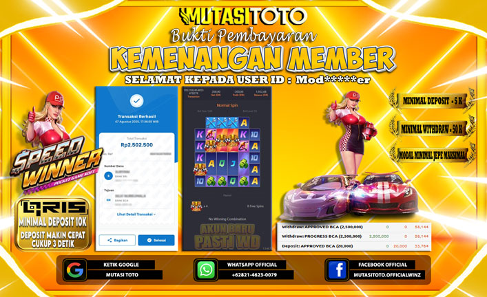 KEMENANGAN MEMBER BERMAIN DI PG SOFT SPEED WINNER