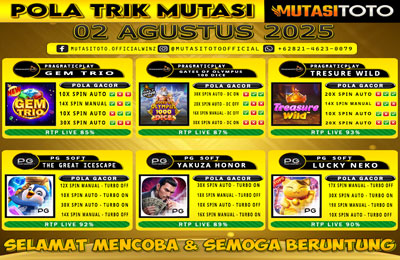 POLA GACOR TERUPDATE 02 AGUSTUS 2025 – MUTASITOTO