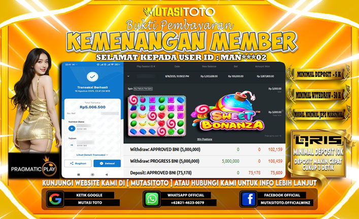 KEMENANGAN MEMBER BERMAIN DI SWEET BONANZA