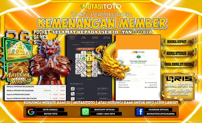 KEMENANGAN MEMBER BERMAIN DI PG SOFT MAHJONG WAYS 1