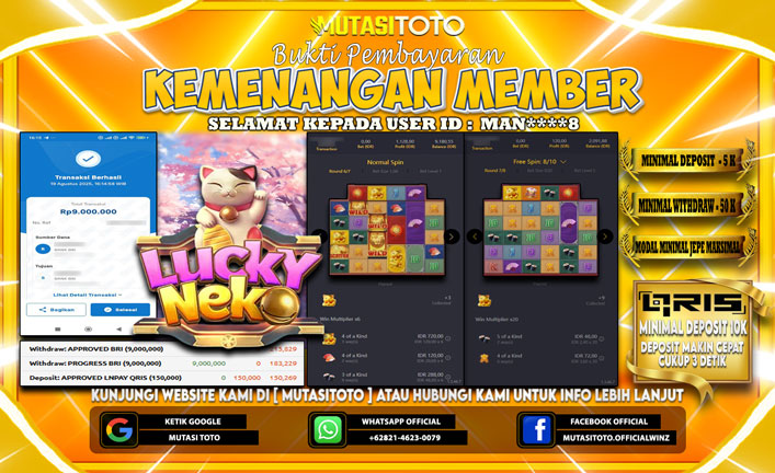 KEMENANGAN MEMBER BERMAIN DI PG SOFT LUCKY NEKO