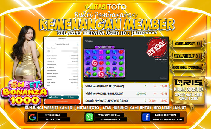 KEMENANGAN MEMBER BERMAIN DI SWEET BONANZA 1000