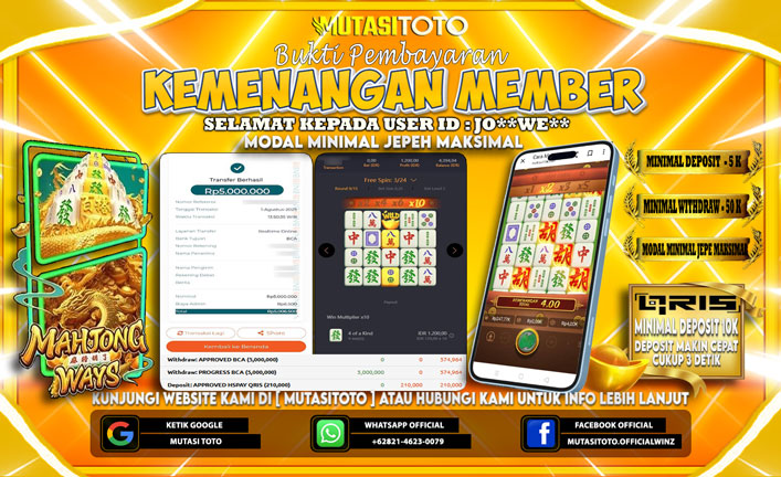 KEMENANGAN MEMBER BERMAIN DI PG SOFT MAHJONG WAYS 1
