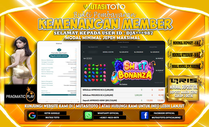 KEMENANGAN MEMBER BERMAIN DI SWEET BONANZA