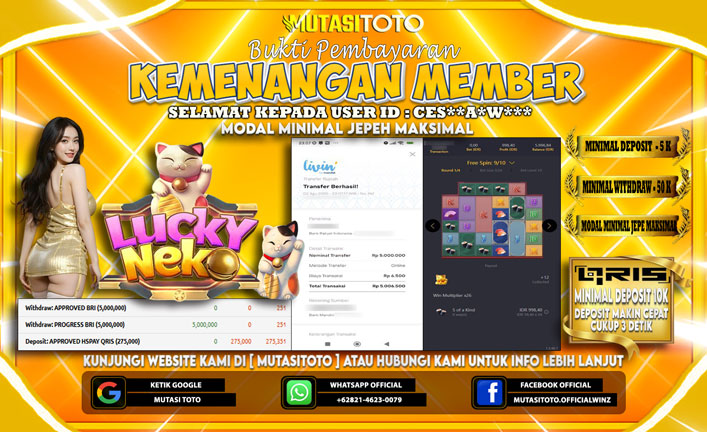 KEMENANGAN MEMBER BERMAIN DI PG SOFT LUCKY NEKO