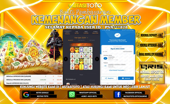 KEMENANGAN MEMBER BERMAIN DI PG SOFT MAHJONG WAYS 1