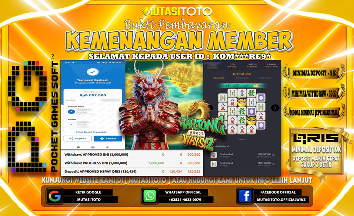 KEMENANGAN MEMBER BERMAIN DI PG SOFT MAHJONG WAYS 2