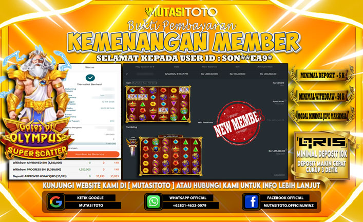 KEMENANGAN MEMBER BERMAIN DI GATES OF OLYMPUS SUPER SCATTER