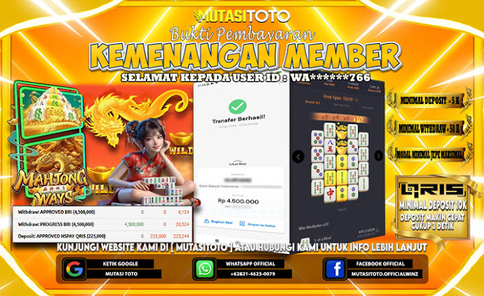 KEMENANGAN MEMBER BERMAIN DI PG SOFT MAHJONG WAYS 1