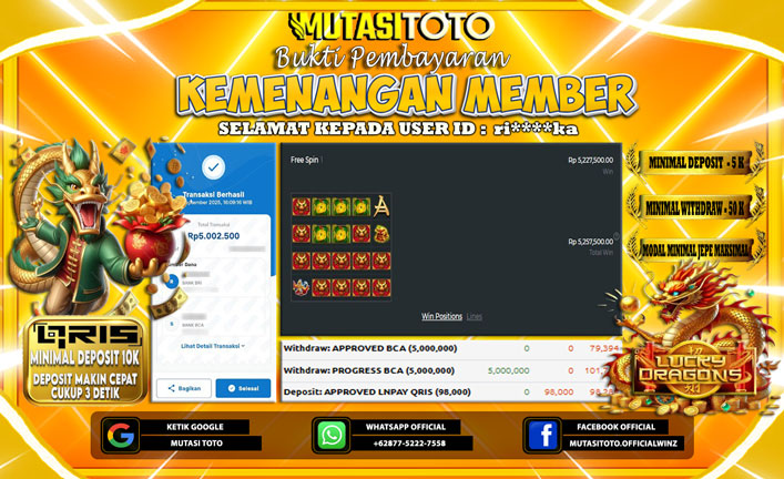 KEMENANGAN MEMBER BERMAIN DI LUCKY DRAGONS