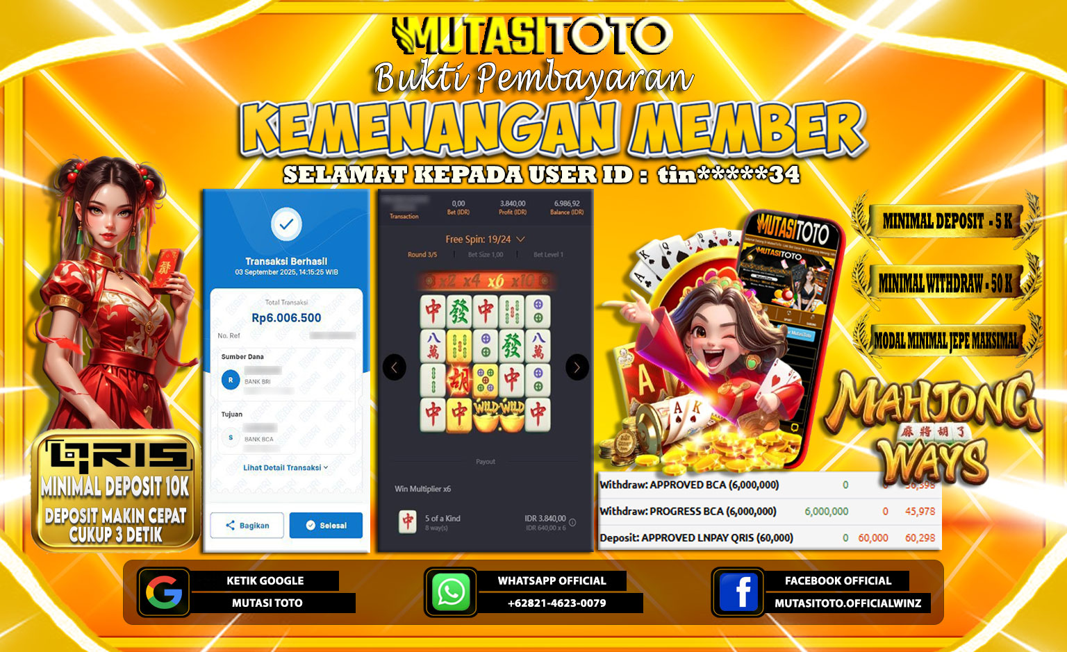 KEMENANGAN MEMBER BERMAIN DI PG SOFT MAHJONG WAYS