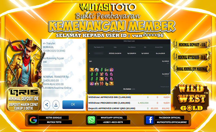 KEMENANGAN MEMBER BERMAIN DI WILD WEST GOLD