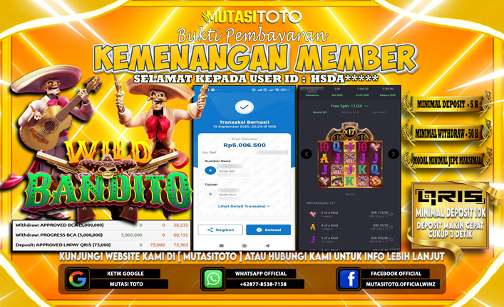 KEMENANGAN MEMBER BERMAIN DI PG SOFT WILD BANDITO