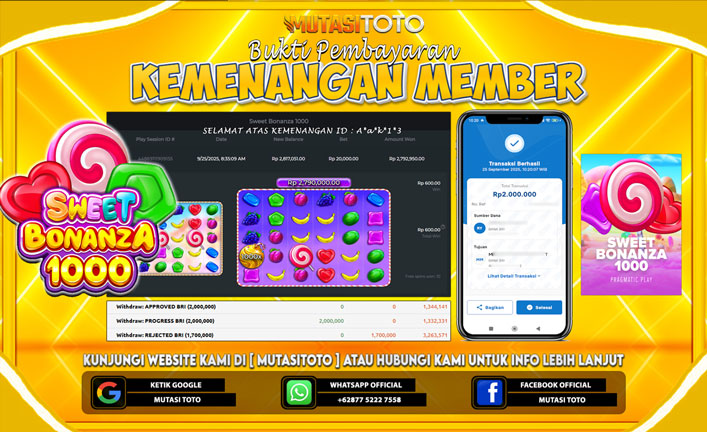 KEMENANGAN MEMBER BERMAIN DI SWEET BONANZA 1000