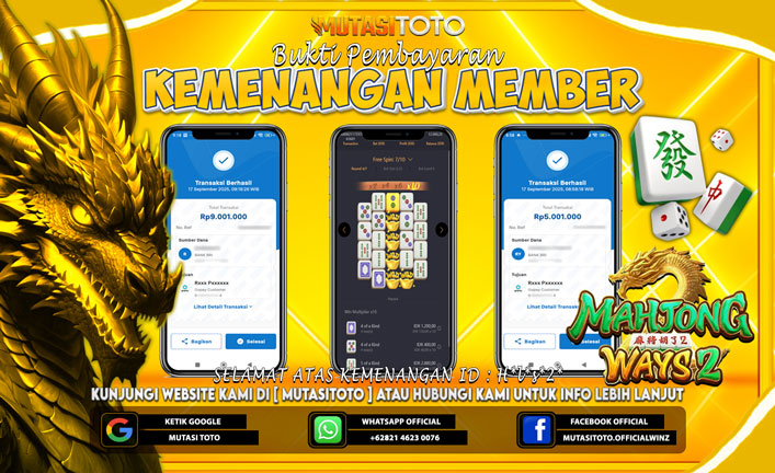 KEMENANGAN MEMBER BERMAIN DI PG SOFT MAHJONG WAYS 2
