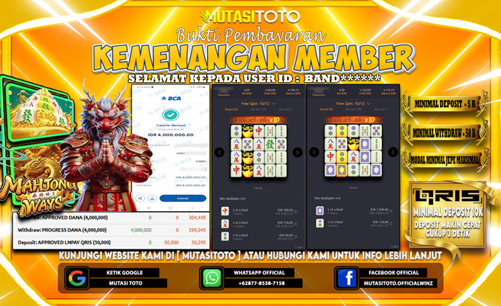 KEMENANGAN MEMBER BERMAIN DI PG SOFT MAHJONG WAYS 1