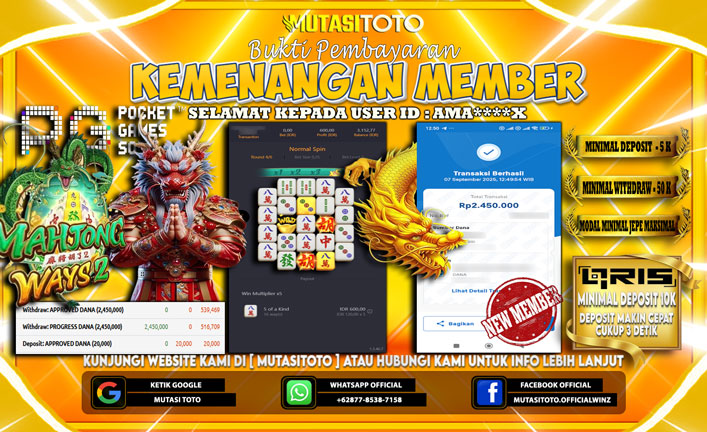 KEMENANGAN MEMBER BERMAIN DI PG SOFT MAHJONG WAYS 2