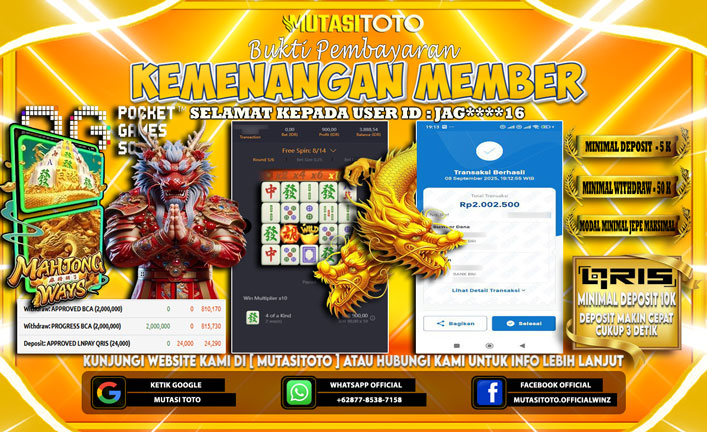 KEMENANGAN MEMBER BERMAIN DI PG SOFT MAHJONG WAYS 1