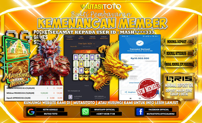 KEMENANGAN MEMBER BERMAIN DI PG SOFT MAHJONG WAYS 1