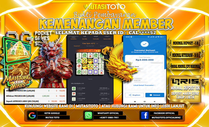 KEMENANGAN MEMBER BERMAIN DI PG SOFT MAHJONG WAYS 1